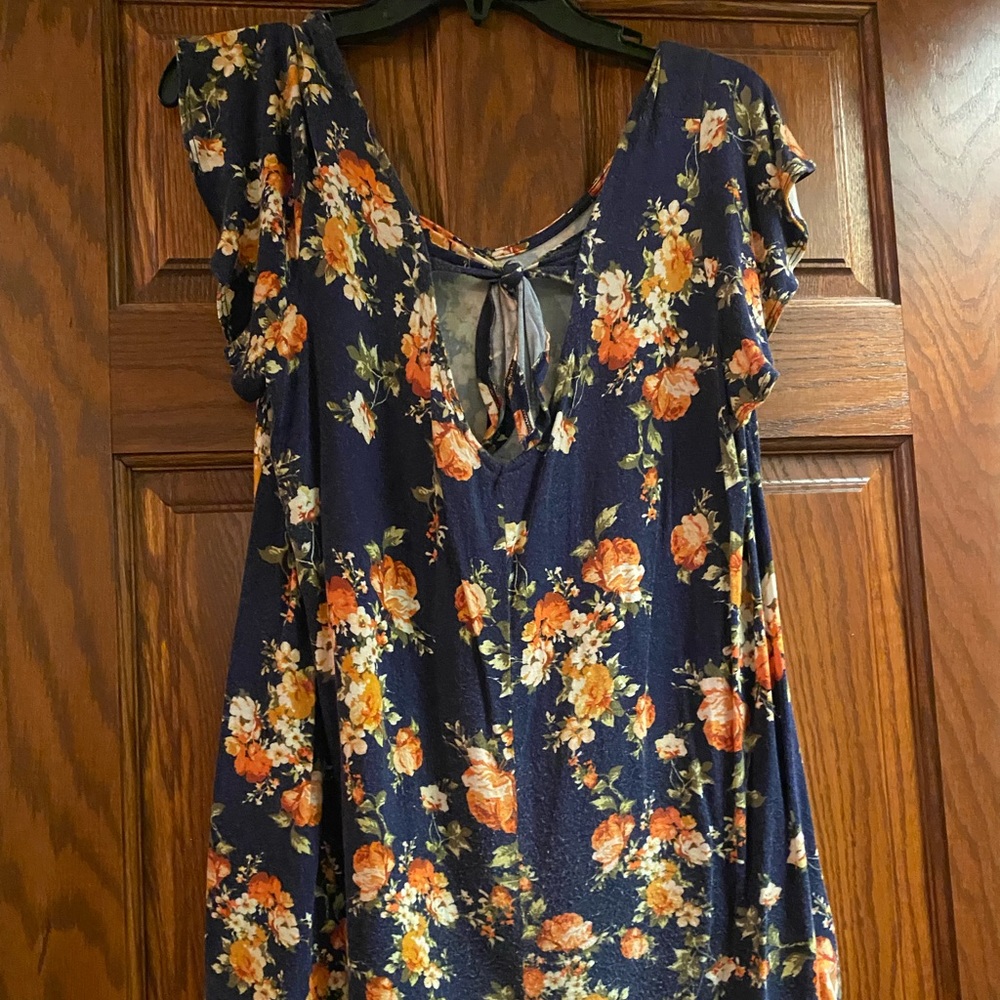 Blue and Orange Floral Shirt